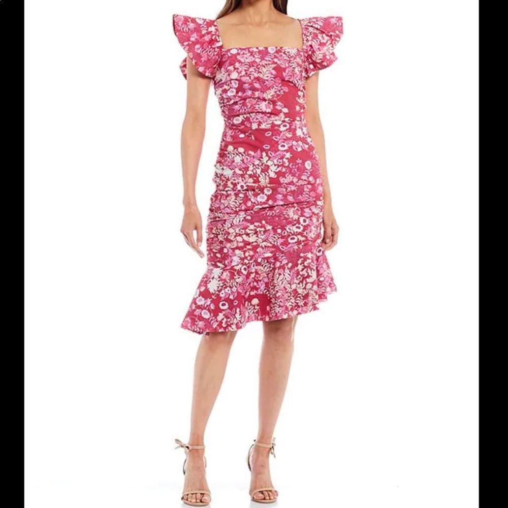 NWT SACHIN & BABI ellen pink floral fitted dress - Picture 2 of 13